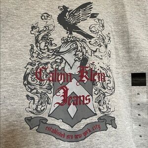 NWT Calvin Klein Jeans Heather gray/maroon raglan graphic long-sleeve T-shirt XL